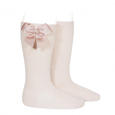 Condor Nude Grosgrain Bow Knee Socks