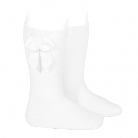 Condor White Grosgrain Bow Knee Socks