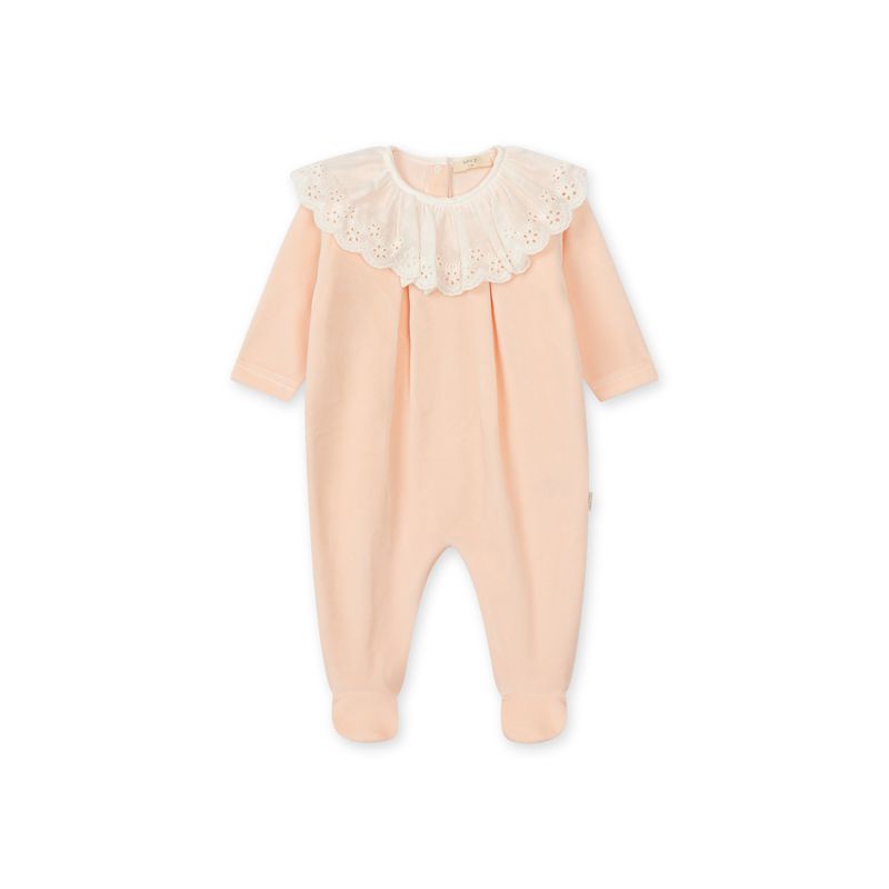 Baby Gi Peach Broderie Anglaise Velour Babygrow
